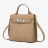 1 (8) Genuine Leather Backpack Handbag | Kelly-Inspired Multiway Bag