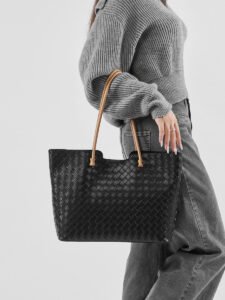 Leather Woven Tote Bag