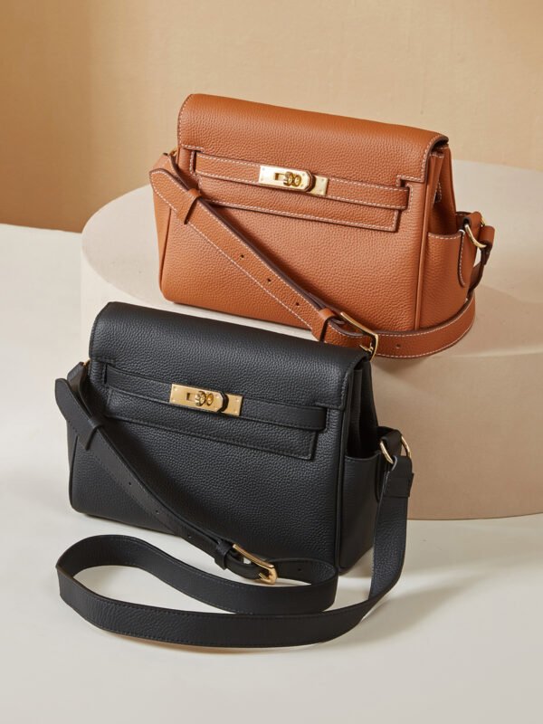 Vintage Cowhide Leather Kelly Messenger Bag — Elegant Daily Carry