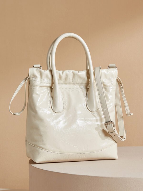 Leather Drawstring Shoulder Bag | Chic Pleated Tote