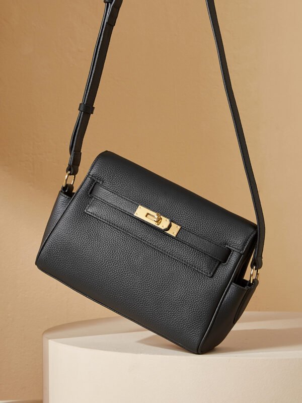 Vintage Cowhide Leather Kelly Messenger Bag — Elegant Daily Carry