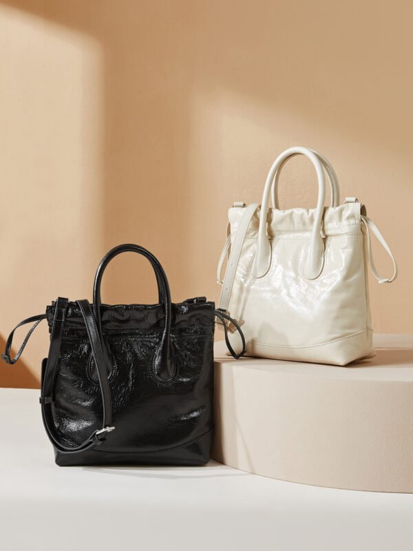 Leather Drawstring Shoulder Bag | Chic Pleated Tote