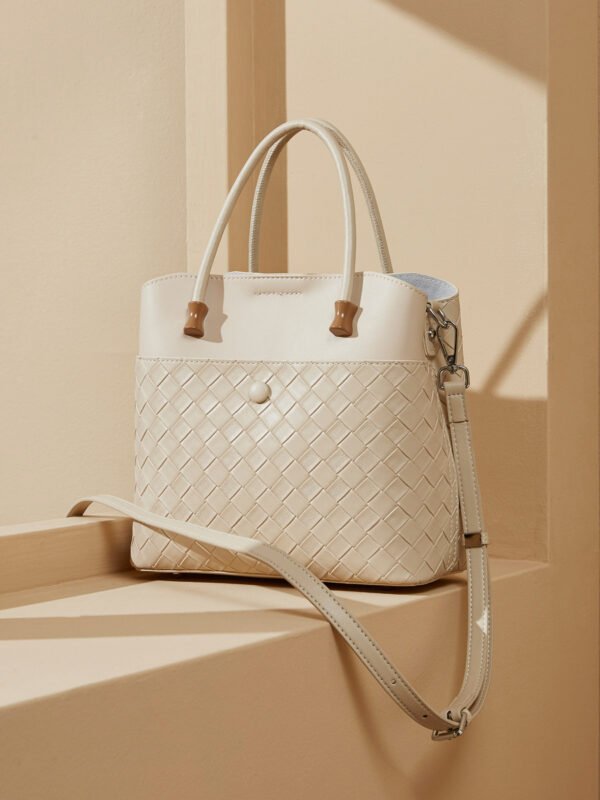 3 Genuine Leather Woven Tote Bag – Large Capacity Commuter Handbag