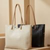 4 Leather Woven Tote Bag | Large Capacity Shoulder Bag