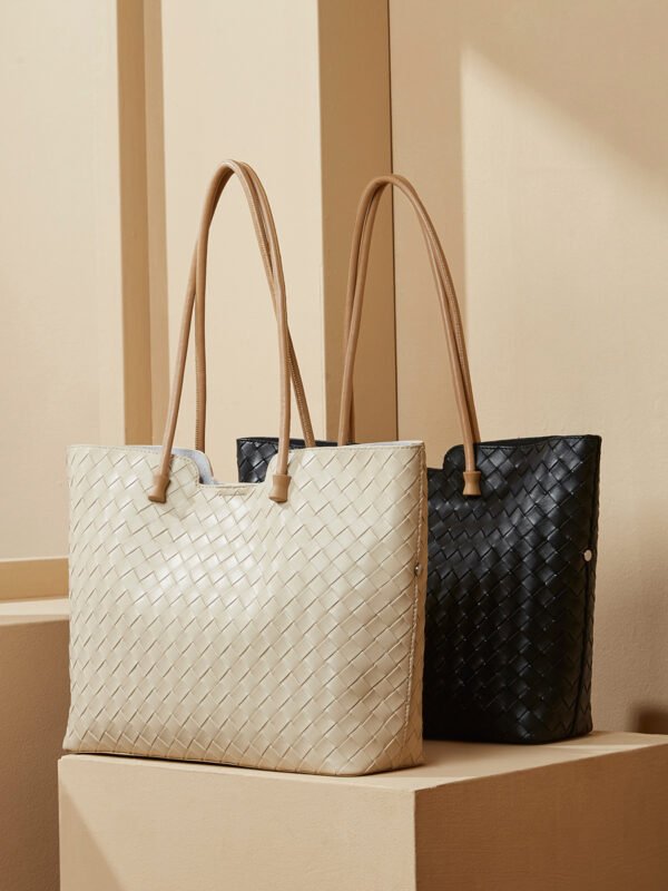 4 Leather Woven Tote Bag | Large Capacity Shoulder Bag