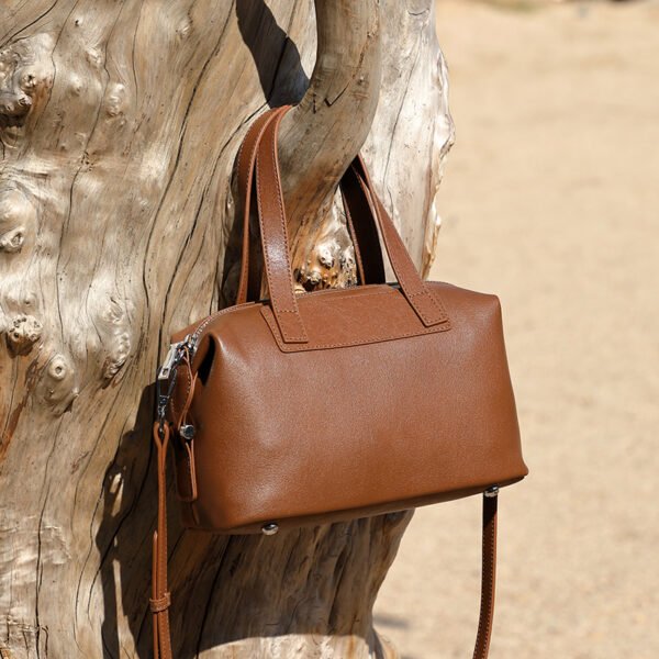 Genuine Leather Boston Bag — Vintage Large Capacity Handbag