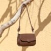 4P3A0058 Genuine Leather Crossbody Shoulder Bag — Vintage Small Square Design