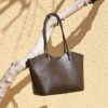 Genuine Leather Tote Bag with Pouch — Large Capacity Commuter Style