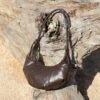 4P3A0068 Leather Hobo Shoulder Bag — Vintage Horn-Shaped Handbag