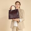 Genuine Leather Shoulder Bag — Large Vertical Tote