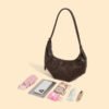 4P3A0615 Leather Hobo Shoulder Bag — Vintage Horn-Shaped Handbag