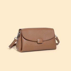 Genuine Leather Designer Shoulder Bag — Minimalist Square Crossbody