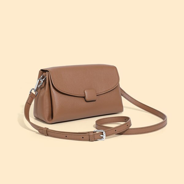 4P3A2186 Genuine Leather Designer Shoulder Bag — Minimalist Square Crossbody