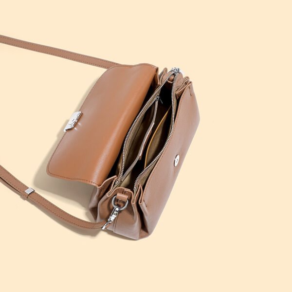 4P3A2200 Genuine Leather Designer Shoulder Bag — Minimalist Square Crossbody