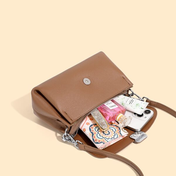 4P3A2201 Genuine Leather Designer Shoulder Bag — Minimalist Square Crossbody