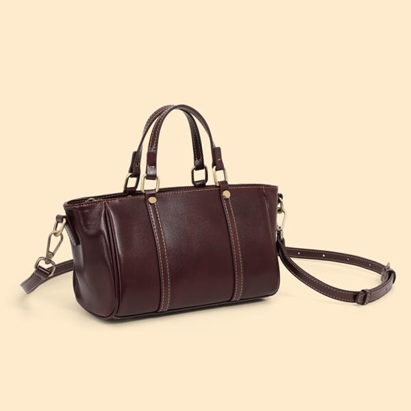 Genuine Leather Tote Bag — Classic Autumn Winter Handbag