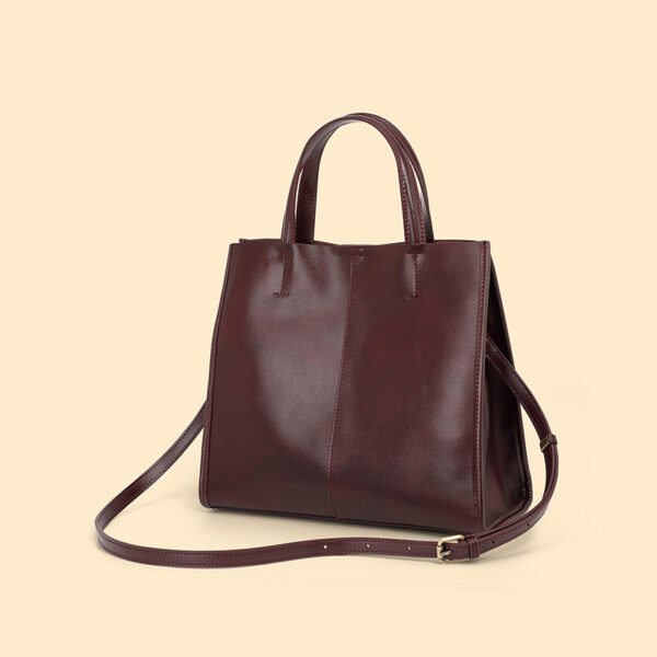 Genuine Leather Shoulder Bag — Large Vertical Tote