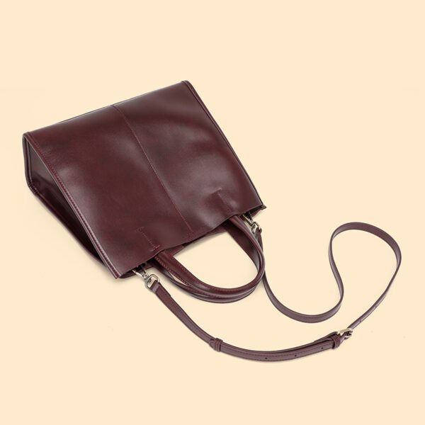 Genuine Leather Shoulder Bag — Large Vertical Tote