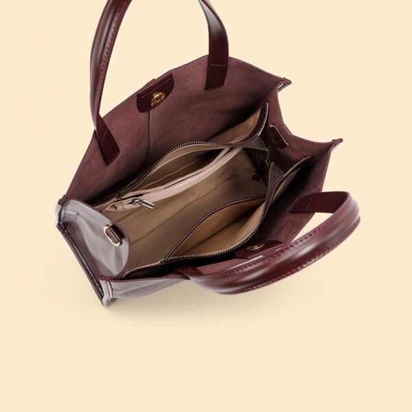 Genuine Leather Shoulder Bag — Large Vertical Tote