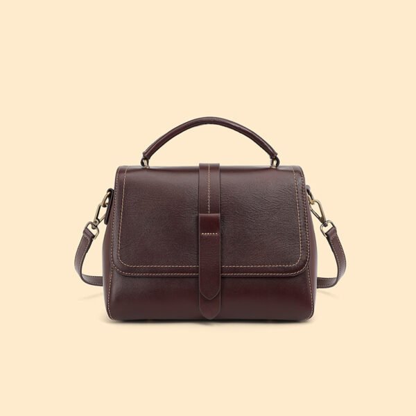 Vegetable-Tanned Leather Shoulder Tote — Elegant Structured Handbag