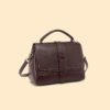 Vegetable-Tanned Leather Shoulder Tote — Elegant Structured Handbag