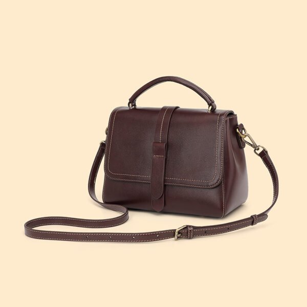 Vegetable-Tanned Leather Shoulder Tote — Elegant Structured Handbag