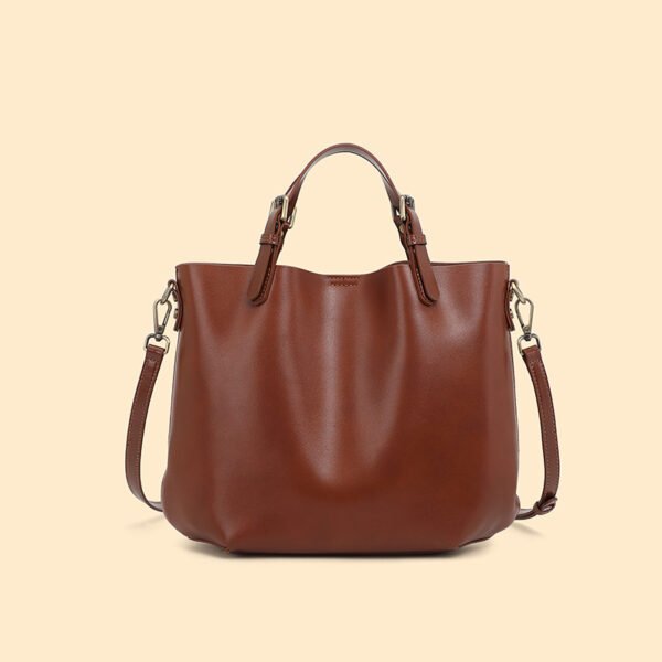 Genuine Leather Bucket Tote Bag — Elegant Commuter Style