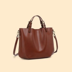 Genuine Leather Bucket Tote Bag — Elegant Commuter Style