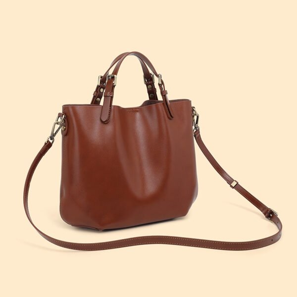 Genuine Leather Bucket Tote Bag — Elegant Commuter Style
