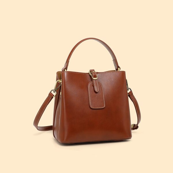 Genuine Leather Bucket Tote Bag — Large Capacity Everyday Style