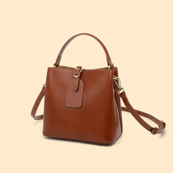 Genuine Leather Bucket Tote Bag — Large Capacity Everyday Style