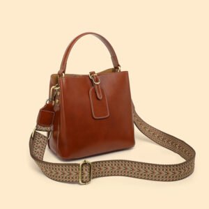 Genuine Leather Bucket Tote Bag — Large Capacity Everyday Style