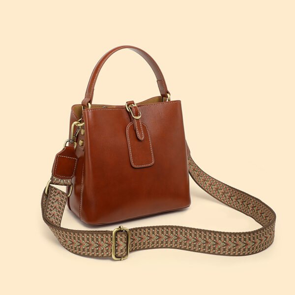 Genuine Leather Bucket Tote Bag — Large Capacity Everyday Style