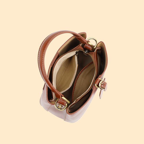 Genuine Leather Bucket Tote Bag — Large Capacity Everyday Style