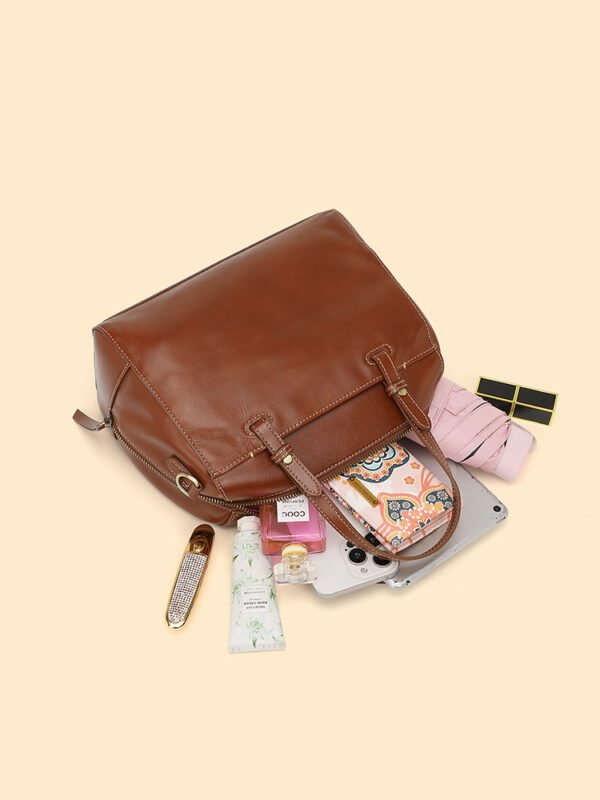 4P3A2906 Genuine Leather Tote Bag — Versatile Shoulder & Crossbody Style