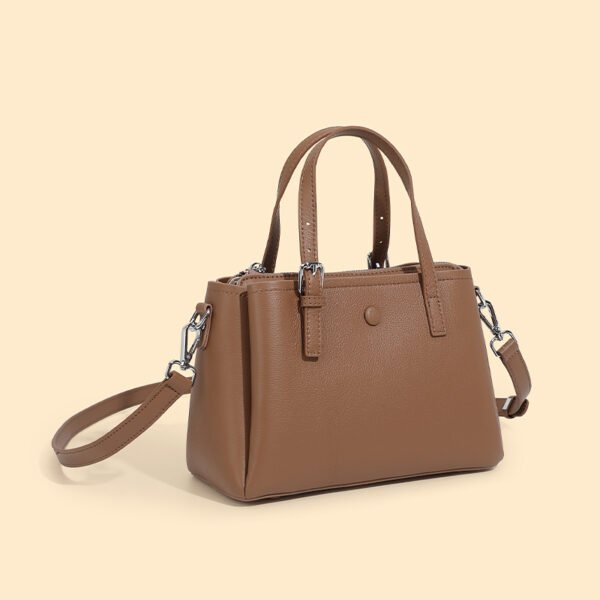4P3A2927 Genuine Leather Commuter Tote Bag — Versatile Shoulder & Crossbody