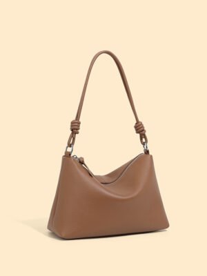 Full-Grain Leather Shoulder Tote — Minimalist Commuter Bag