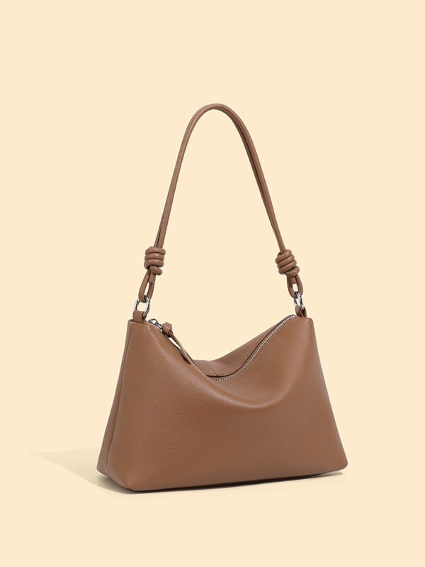 Full-Grain Leather Shoulder Tote — Minimalist Commuter Bag