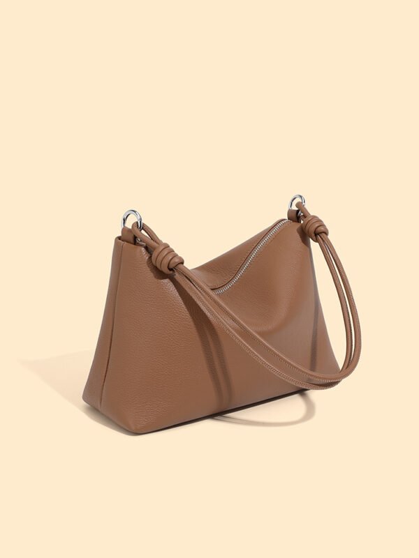 Full-Grain Leather Shoulder Tote — Minimalist Commuter Bag