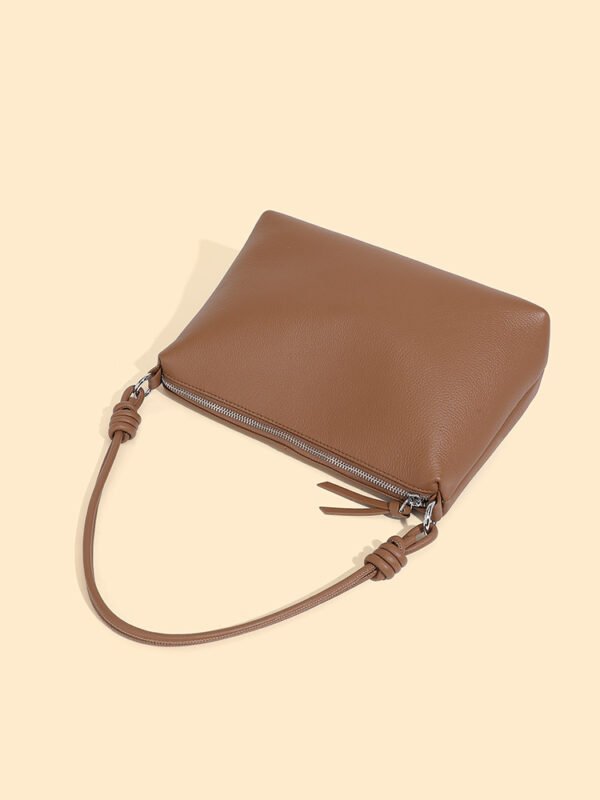 Full-Grain Leather Shoulder Tote — Minimalist Commuter Bag