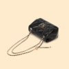 4P3A3376 Genuine Leather Quilted Shoulder Bag — Chain Lock Mini Flap
