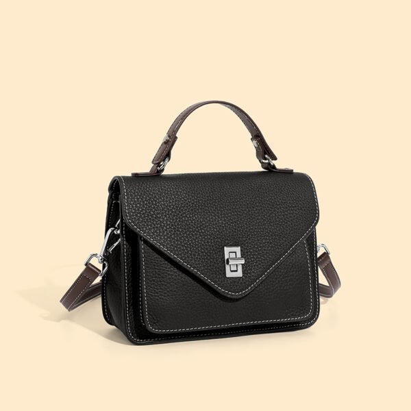 4P3A3658 Genuine Leather French Small Square Bag — Chic Crossbody Tote