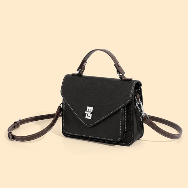 4P3A3662 Genuine Leather French Small Square Bag — Chic Crossbody Tote