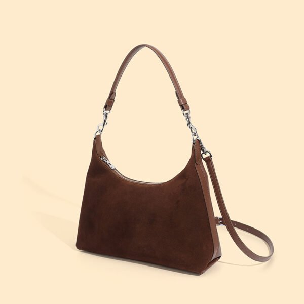 Suede-Texture Leather Shoulder Tote — Vintage Commuter Bag