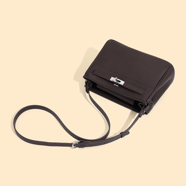 Cowhide Leather Minimalist Lock Design Small Box Bag — Versatile Crossbody