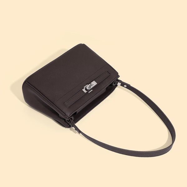 Cowhide Leather Minimalist Lock Design Small Box Bag — Versatile Crossbody