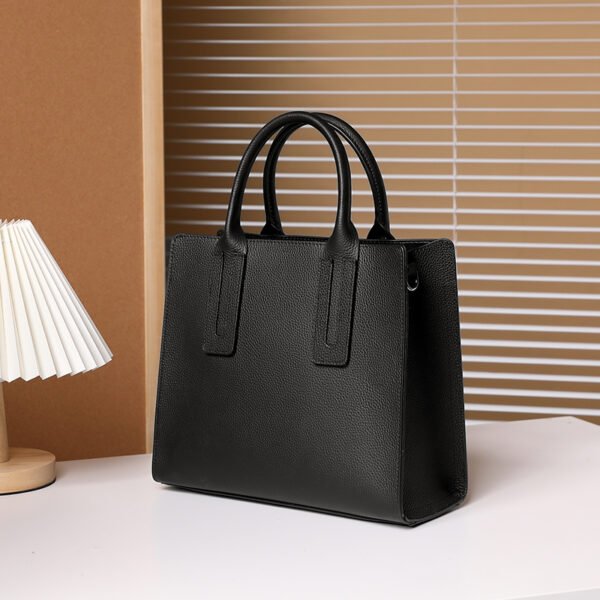 Genuine Leather Tote Bag — Minimalist Large-Capacity Handbag