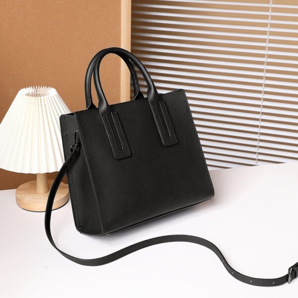 Genuine Leather Tote Bag — Minimalist Large-Capacity Handbag