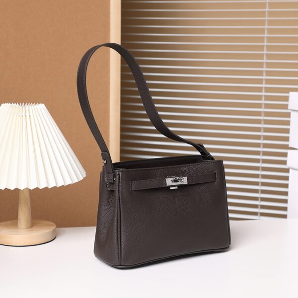 Cowhide Leather Minimalist Lock Design Small Box Bag — Versatile Crossbody