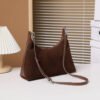 Suede-Texture Leather Shoulder Tote — Vintage Commuter Bag